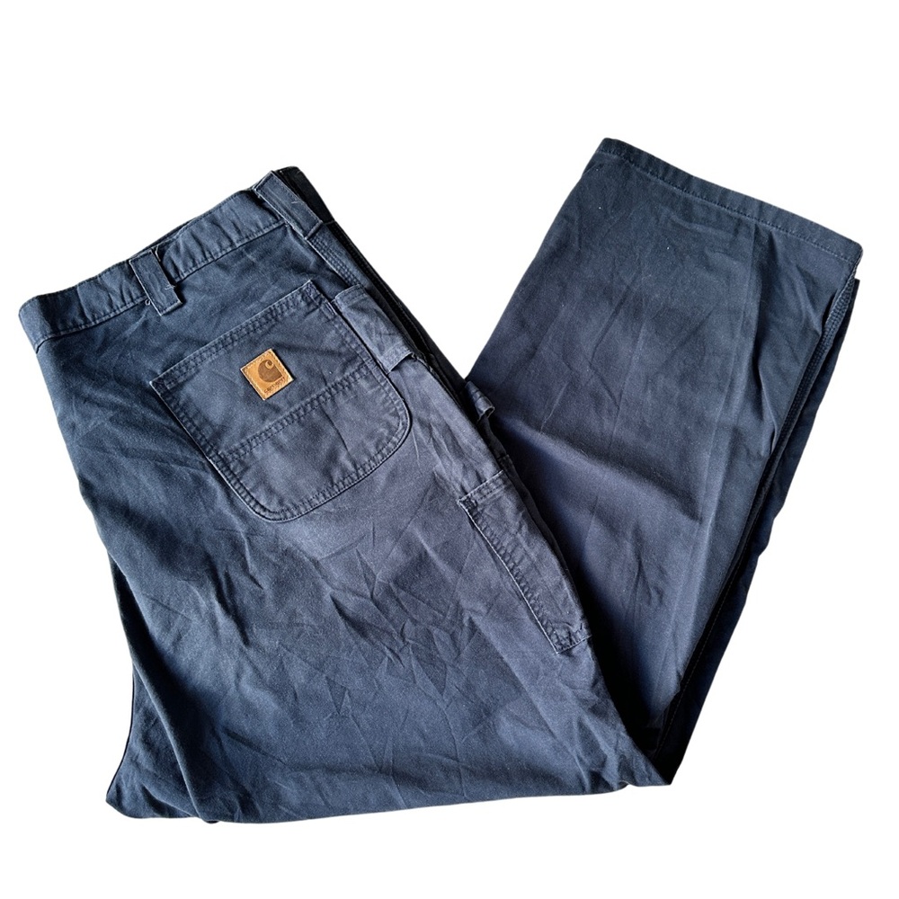 Carhartt Men's 46x30 Navy Blue Carpenter Work Pants Zip Fly